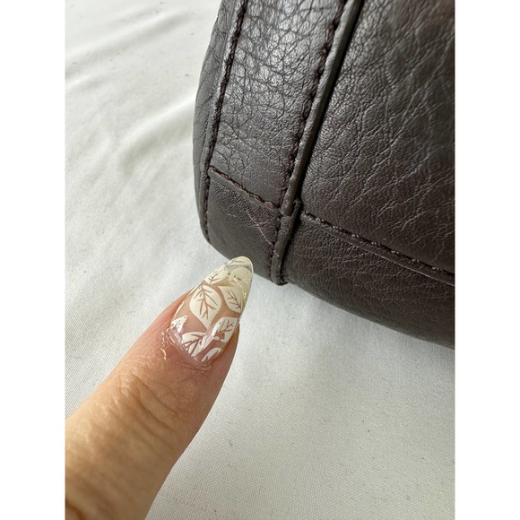 Cole Haan Barrel Satchel Purse Handbag Dark Chocolate Espresso Pebble Leather - Picture 9 of 15